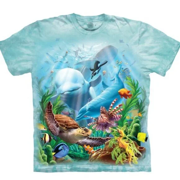 Seavillians Beluga Whale Dolphin Turtle Red Lionfish The Mountain Shirt S-3X - Picture 1 of 4